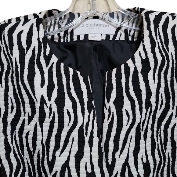 Liz Claiborne Black and White Animal Print Jacket Sz 12 - Picture 3 of 8